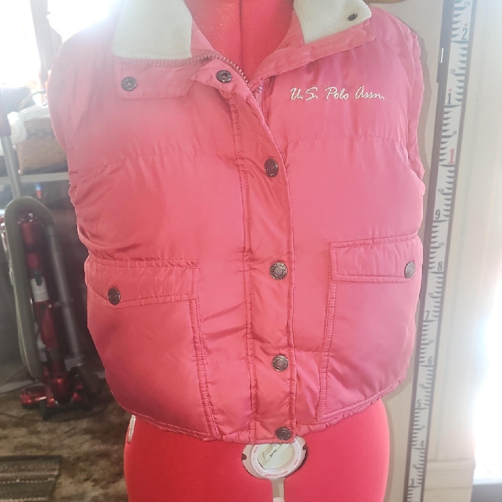 U.S. Polo Assn. Pink and Cream Puffer Jacket Insulated Design
